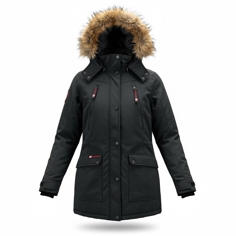 Canada Weathergear Black Faux Fur Hood Parka Coat Women’s Lg